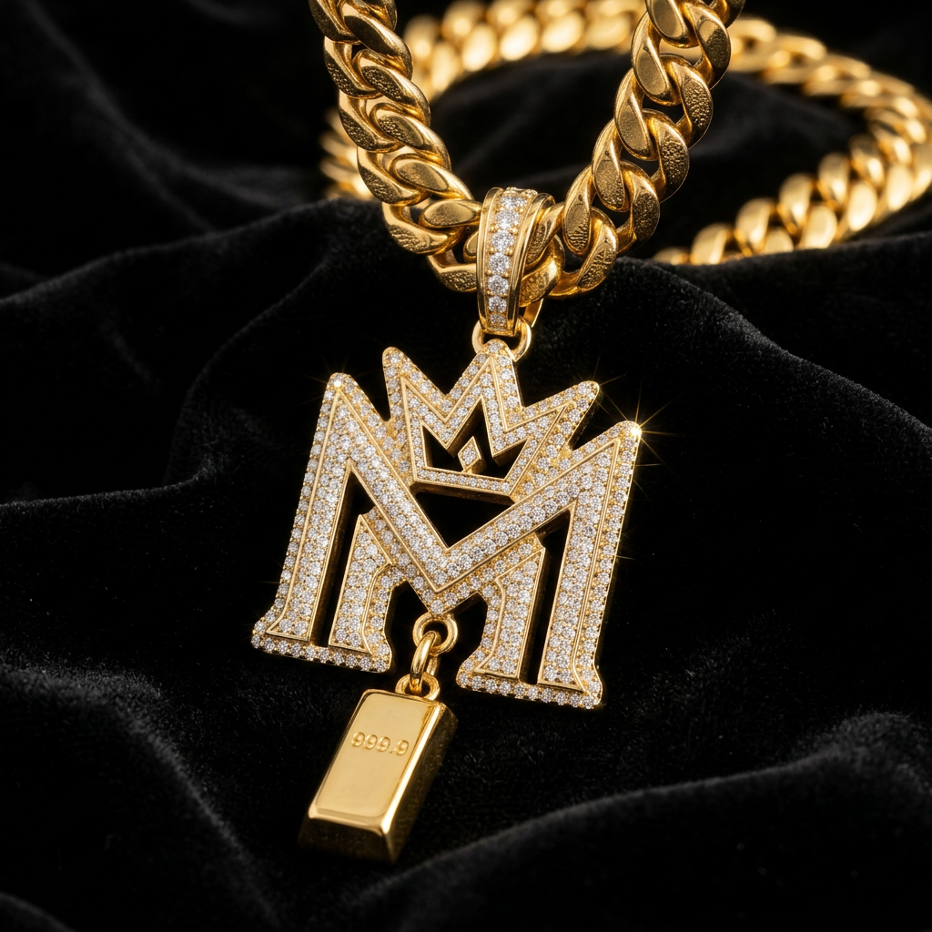 Cuban-Chain „M"-Anhänger